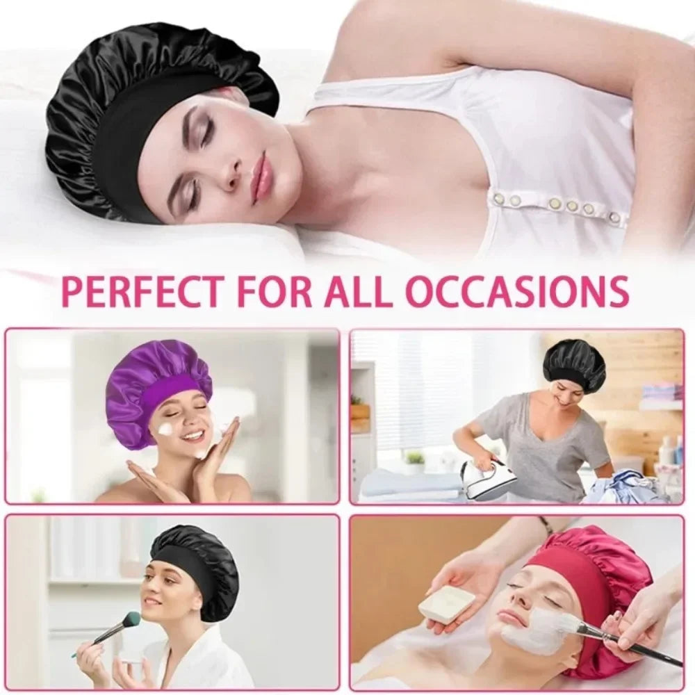 Silk Bonnet for Sleeping Satin Hair Bonnets Soft Elastic Band Silk Sleep Cap Silk Hair Wrap for Women Men Curly Hair Daily Use