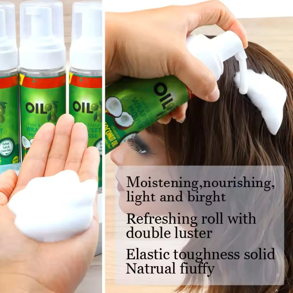 100ml Curly Hair Mousse Strong Hold Olive Oil Hair Styling Foam Anti-Frizz Wig Styling Mousse for Women