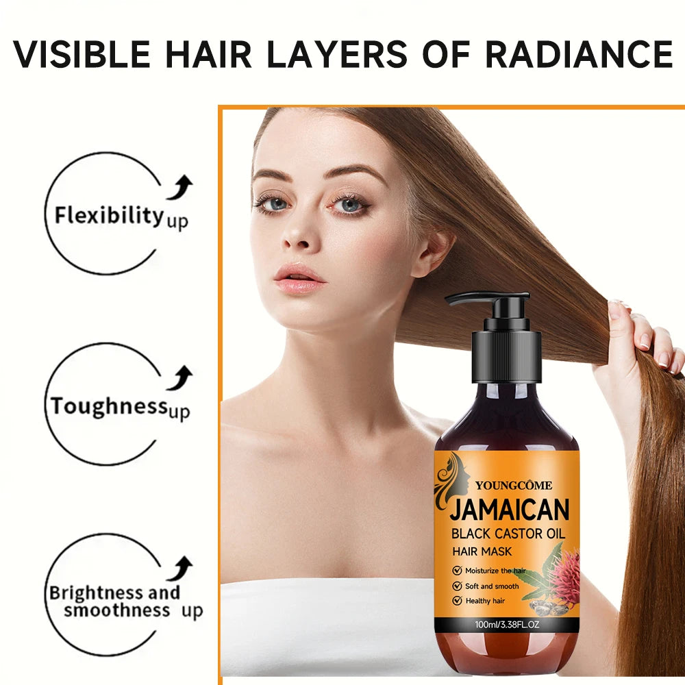 Black Castor Oil Hair Mask contains black castor essence to repair thick, smooth, dry, rough and smooth hair Jamaica 2025 NEW