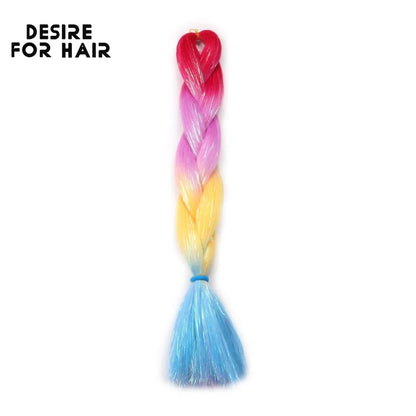 Desire for Hair 24inch Synthetic Braiding Hair Mix Tinsel Bling Bling Red Christmas Color Synthetic Hair Extensions Jumbo Braids