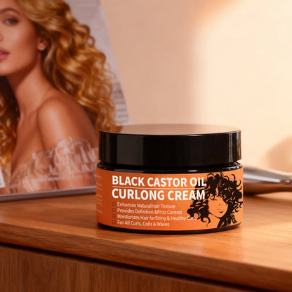 Black Castor Oil Curl Defining Cream Non-Stick Hydrates & Eliminates Frizz, Hair-Smoothing Anti-Frizz Cream to Define