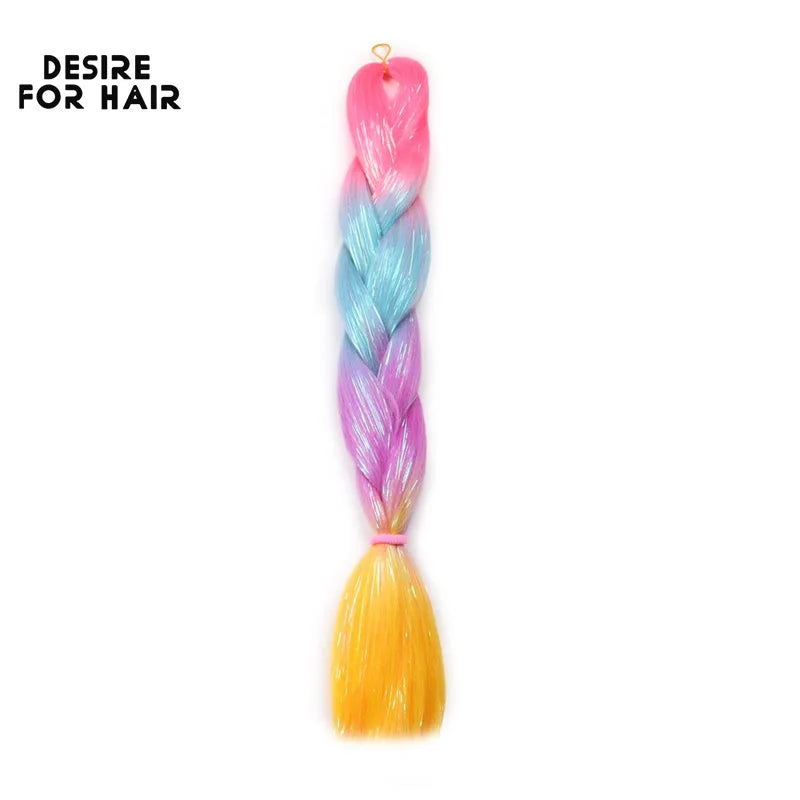 Desire for Hair 24inch Synthetic Braiding Hair Mix Tinsel Bling Bling Red Christmas Color Synthetic Hair Extensions Jumbo Braids