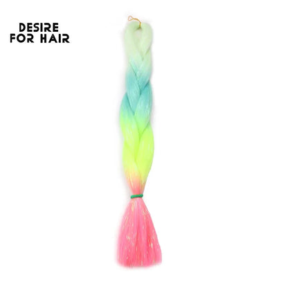 Desire for Hair 24inch Synthetic Braiding Hair Mix Tinsel Bling Bling Red Christmas Color Synthetic Hair Extensions Jumbo Braids