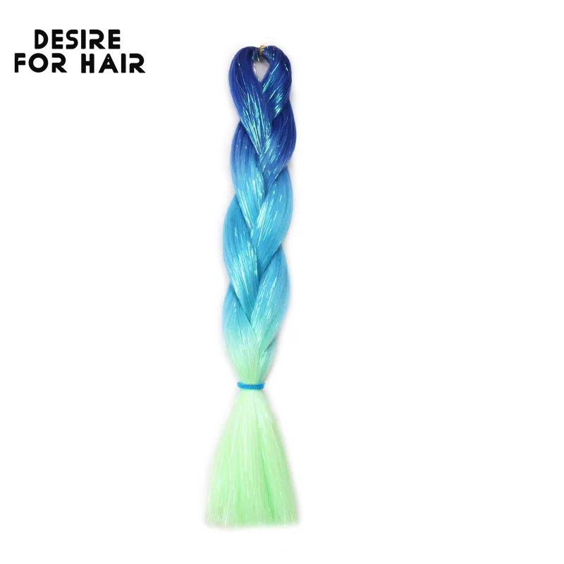 Desire for Hair 24inch Synthetic Braiding Hair Mix Tinsel Bling Bling Red Christmas Color Synthetic Hair Extensions Jumbo Braids
