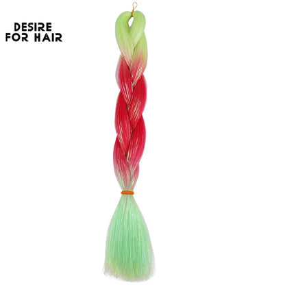 Desire for Hair 24inch Synthetic Braiding Hair Mix Tinsel Bling Bling Red Christmas Color Synthetic Hair Extensions Jumbo Braids