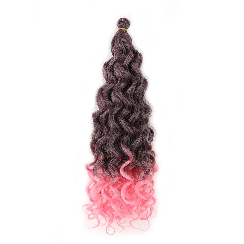 Curly Crochet Hair Extesion Synthetic Hair 18 Inch Hawaii Ocean Wave Braiding Hair Goddess Locs Boho Style Hairpiece For Women