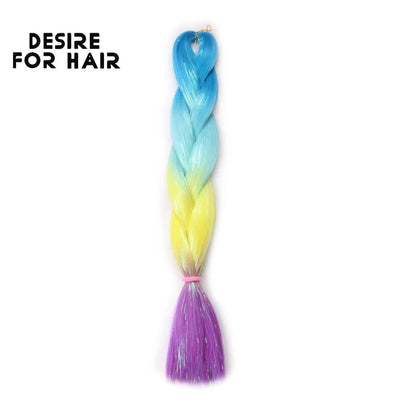 Desire for Hair 24inch Synthetic Braiding Hair Mix Tinsel Bling Bling Red Christmas Color Synthetic Hair Extensions Jumbo Braids