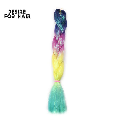 Desire for Hair 24inch Synthetic Braiding Hair Mix Tinsel Bling Bling Red Christmas Color Synthetic Hair Extensions Jumbo Braids