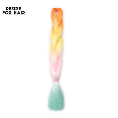 Desire for Hair 24inch Synthetic Braiding Hair Mix Tinsel Bling Bling Red Christmas Color Synthetic Hair Extensions Jumbo Braids