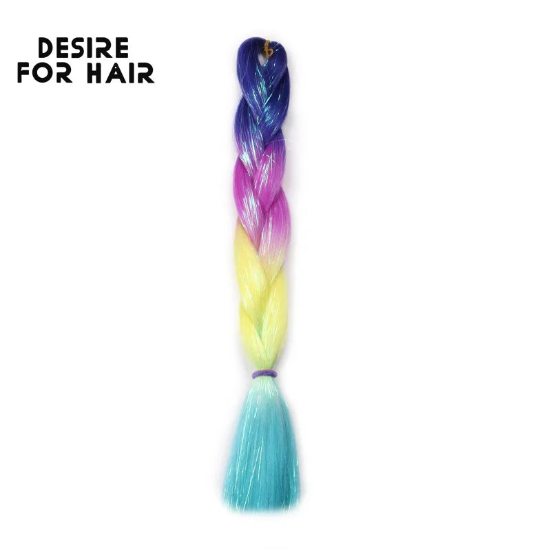 Desire for Hair 24inch Synthetic Braiding Hair Mix Tinsel Bling Bling Red Christmas Color Synthetic Hair Extensions Jumbo Braids