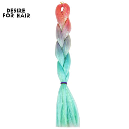 Desire for Hair 24inch Synthetic Braiding Hair Mix Tinsel Bling Bling Red Christmas Color Synthetic Hair Extensions Jumbo Braids