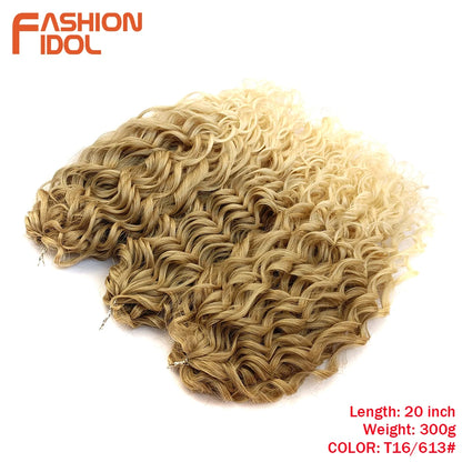 FASHION IDOL Deep Wave Twist Crochet Hair Synthetic Afro Curly Crochet Braids Ombre Orange Braiding Hair Extensions For Women