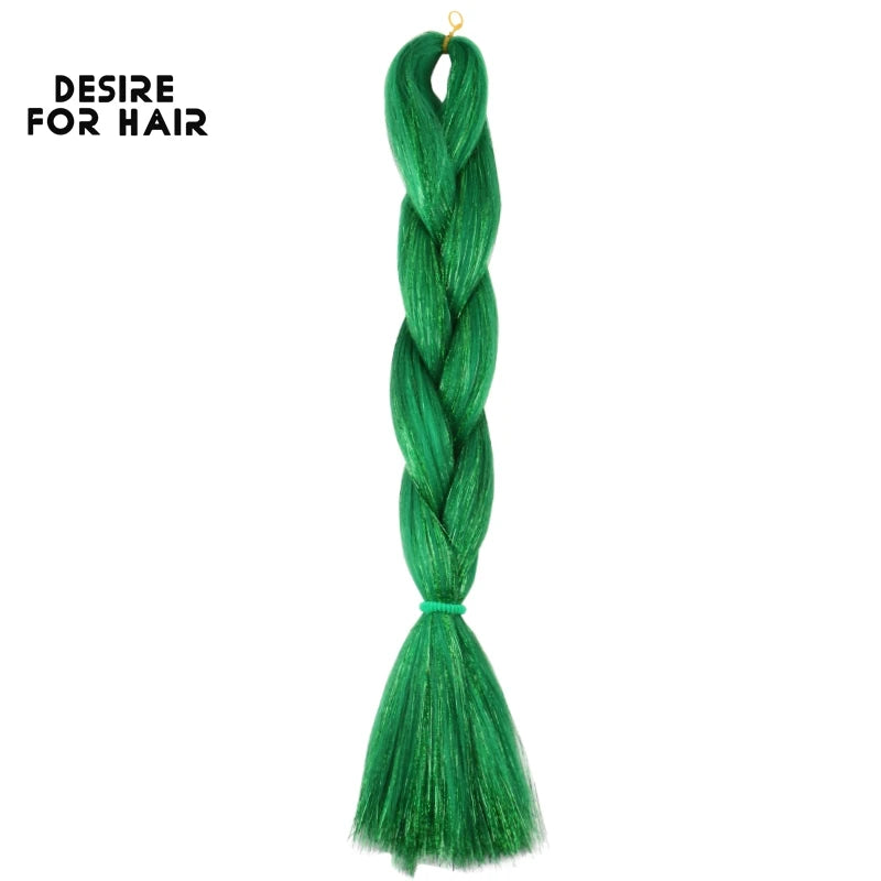 Desire for Hair 24inch Synthetic Braiding Hair Mix Tinsel Bling Bling Red Christmas Color Synthetic Hair Extensions Jumbo Braids