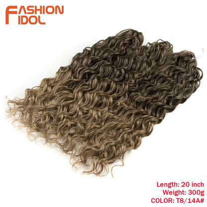 FASHION IDOL Deep Wave Twist Crochet Hair Synthetic Afro Curly Crochet Braids Ombre Orange Braiding Hair Extensions For Women