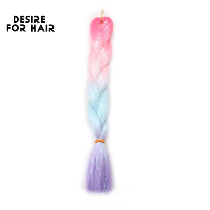 Desire for Hair 24inch Synthetic Braiding Hair Mix Tinsel Bling Bling Red Christmas Color Synthetic Hair Extensions Jumbo Braids