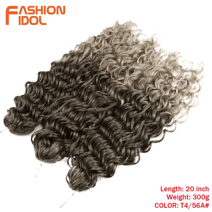 FASHION IDOL Deep Wave Twist Crochet Hair Synthetic Afro Curly Crochet Braids Ombre Orange Braiding Hair Extensions For Women