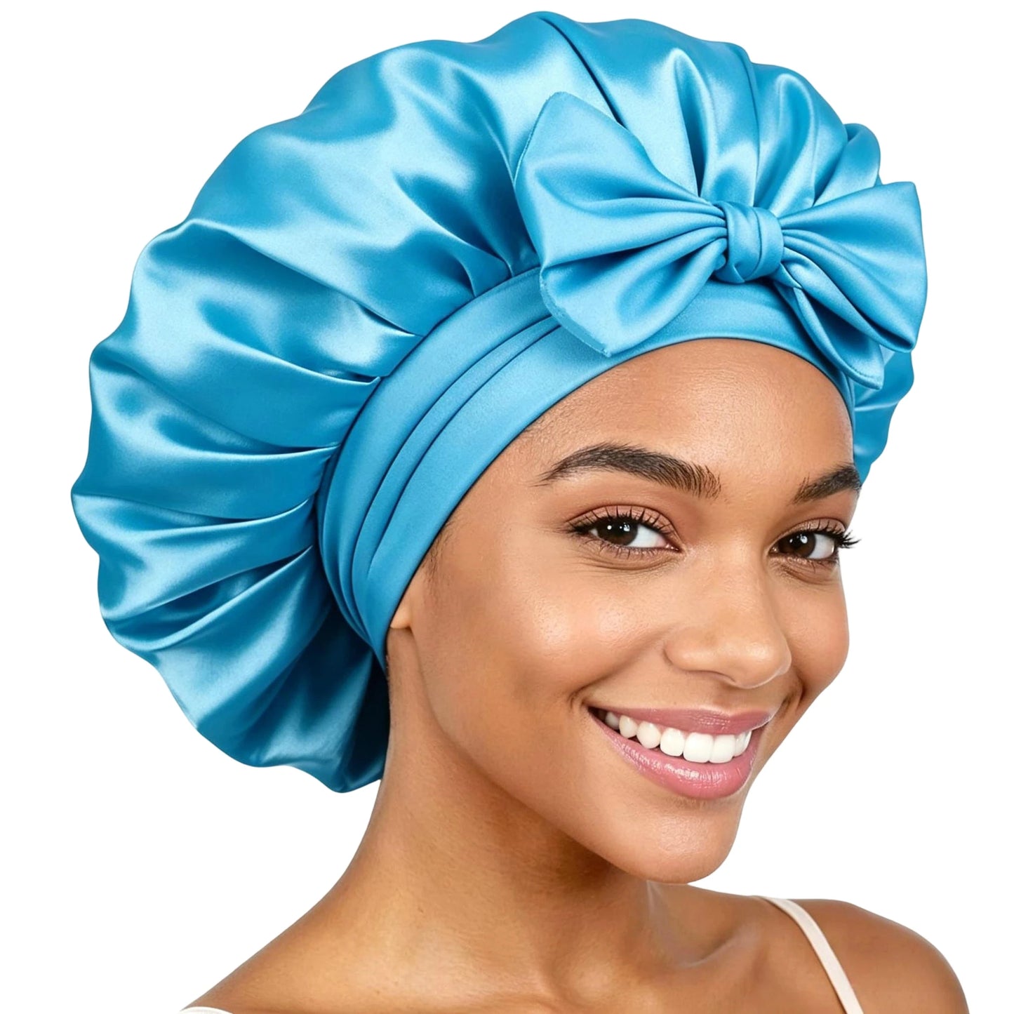 Jumbo Satin Bonnet for Women Silk Hair Bonnets with Adjustable Tie Band Sleep Cap that Stays On Overnight for Curly Hair Braids