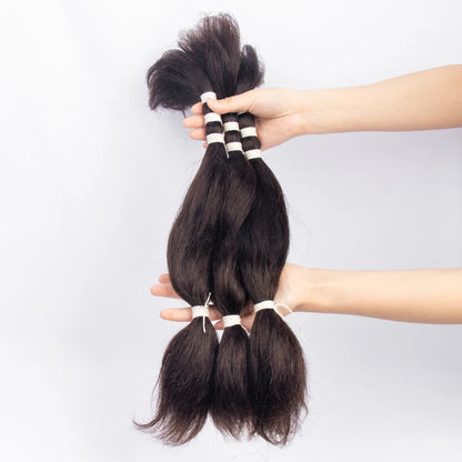 Wet And Wavy Human Hair Braiding Hair Bundles Locks Hair Extensions Microlocs Bulk Human Hair For Braiding Box Crochet Braids
