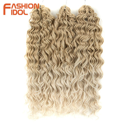 FASHION IDOL Deep Wave Twist Crochet Hair Synthetic Afro Curly Crochet Braids Ombre Orange Braiding Hair Extensions For Women