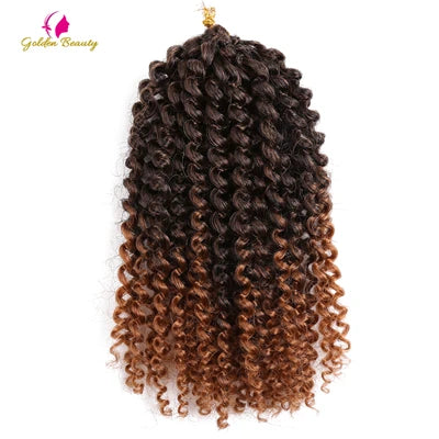 8" 12" Afro Kinky Twist Crochet Braids Synthetic Bohemian Curly Braiding Hair Extension Ombre Marley Crochet Hair Golden Beauty