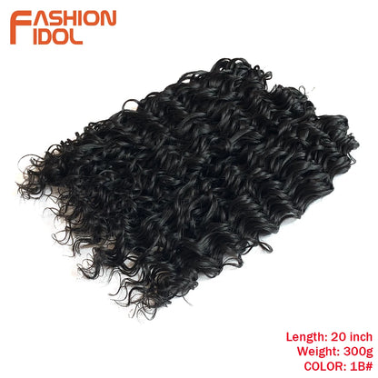 FASHION IDOL Deep Wave Twist Crochet Hair Synthetic Afro Curly Crochet Braids Ombre Orange Braiding Hair Extensions For Women