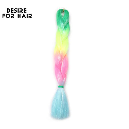 Desire for Hair 24inch Synthetic Braiding Hair Mix Tinsel Bling Bling Red Christmas Color Synthetic Hair Extensions Jumbo Braids