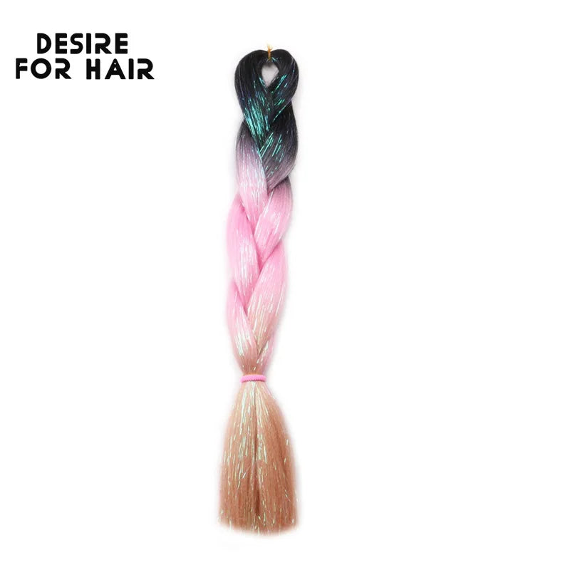 Desire for Hair 24inch Synthetic Braiding Hair Mix Tinsel Bling Bling Red Christmas Color Synthetic Hair Extensions Jumbo Braids
