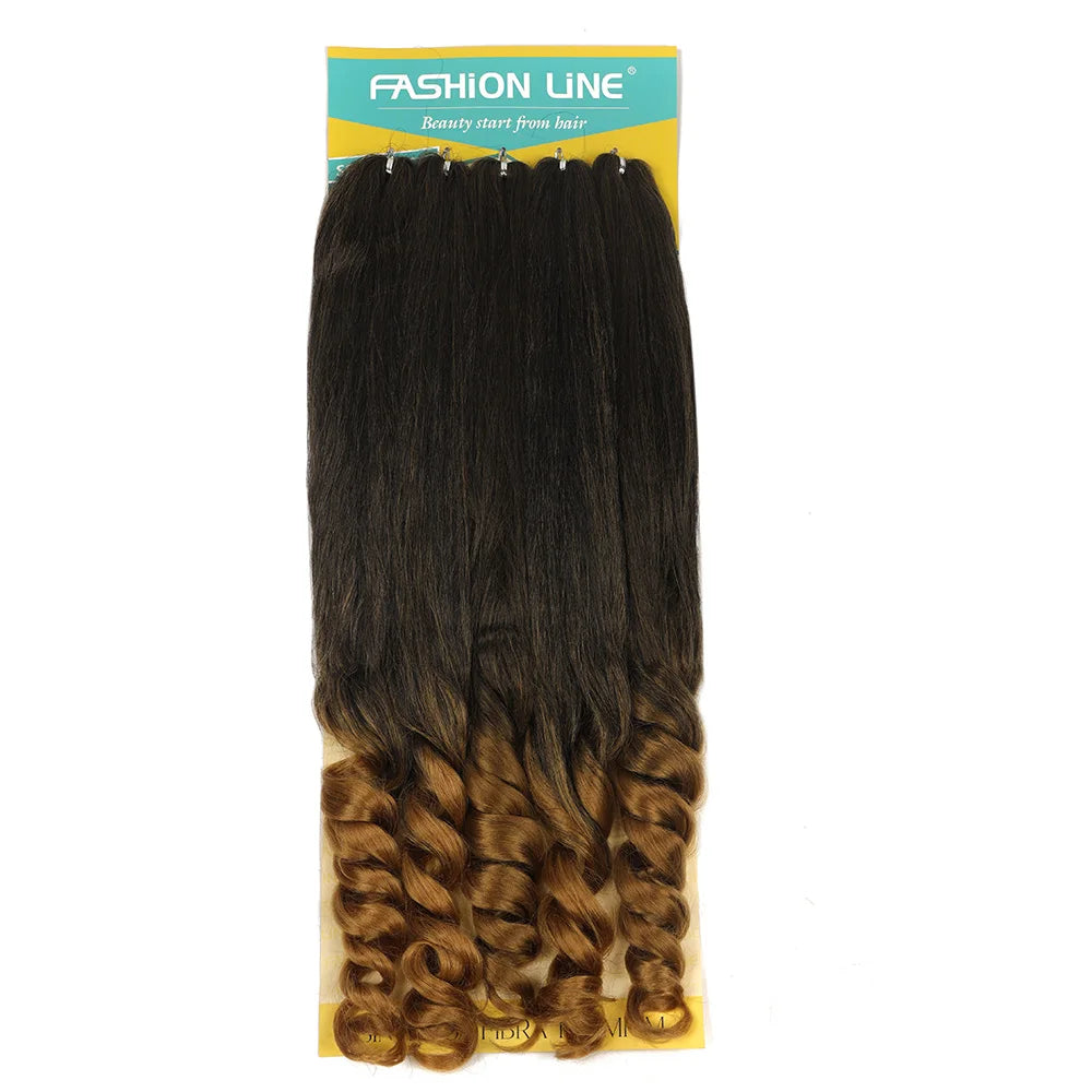 30inch 450g Synthetic Crochet Braiding Hair Extensions Tail French Curly For Women High Temperature Ombre Pre Stretched Hair