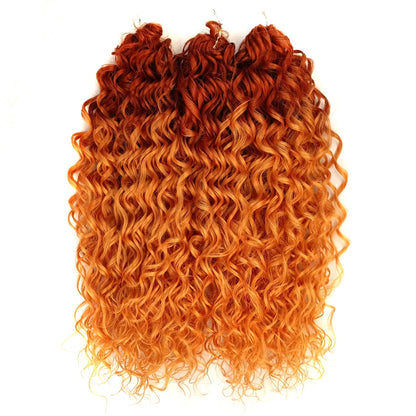 FASHION IDOL Deep Wave Twist Crochet Hair Synthetic Afro Curly Crochet Braids Ombre Orange Braiding Hair Extensions For Women