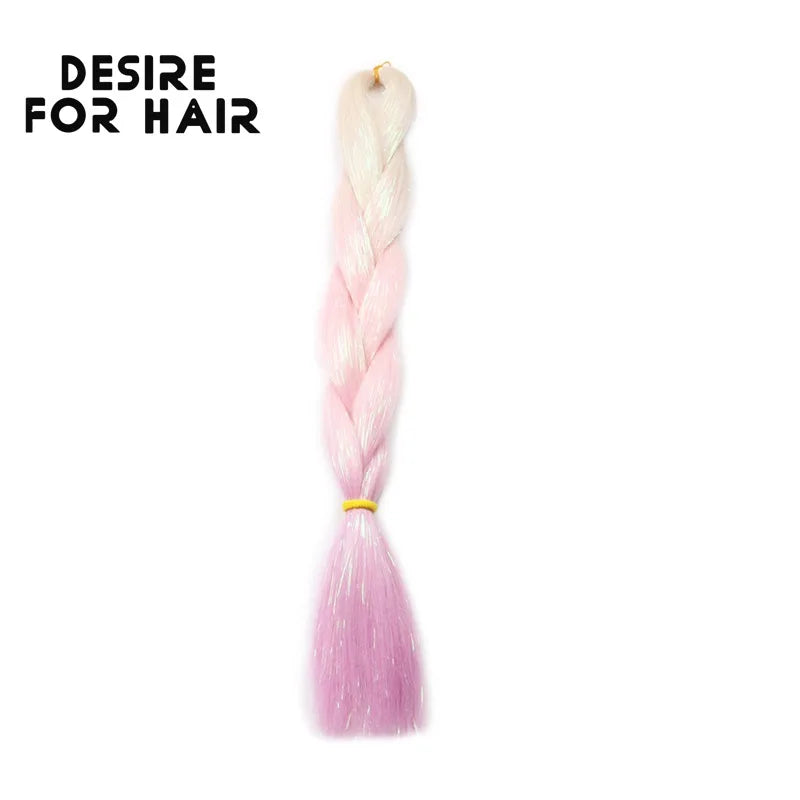 Desire for Hair 24inch Synthetic Braiding Hair Mix Tinsel Bling Bling Red Christmas Color Synthetic Hair Extensions Jumbo Braids