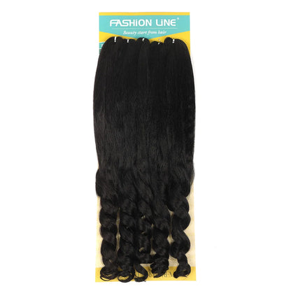 30inch 450g Synthetic Crochet Braiding Hair Extensions Tail French Curly For Women High Temperature Ombre Pre Stretched Hair