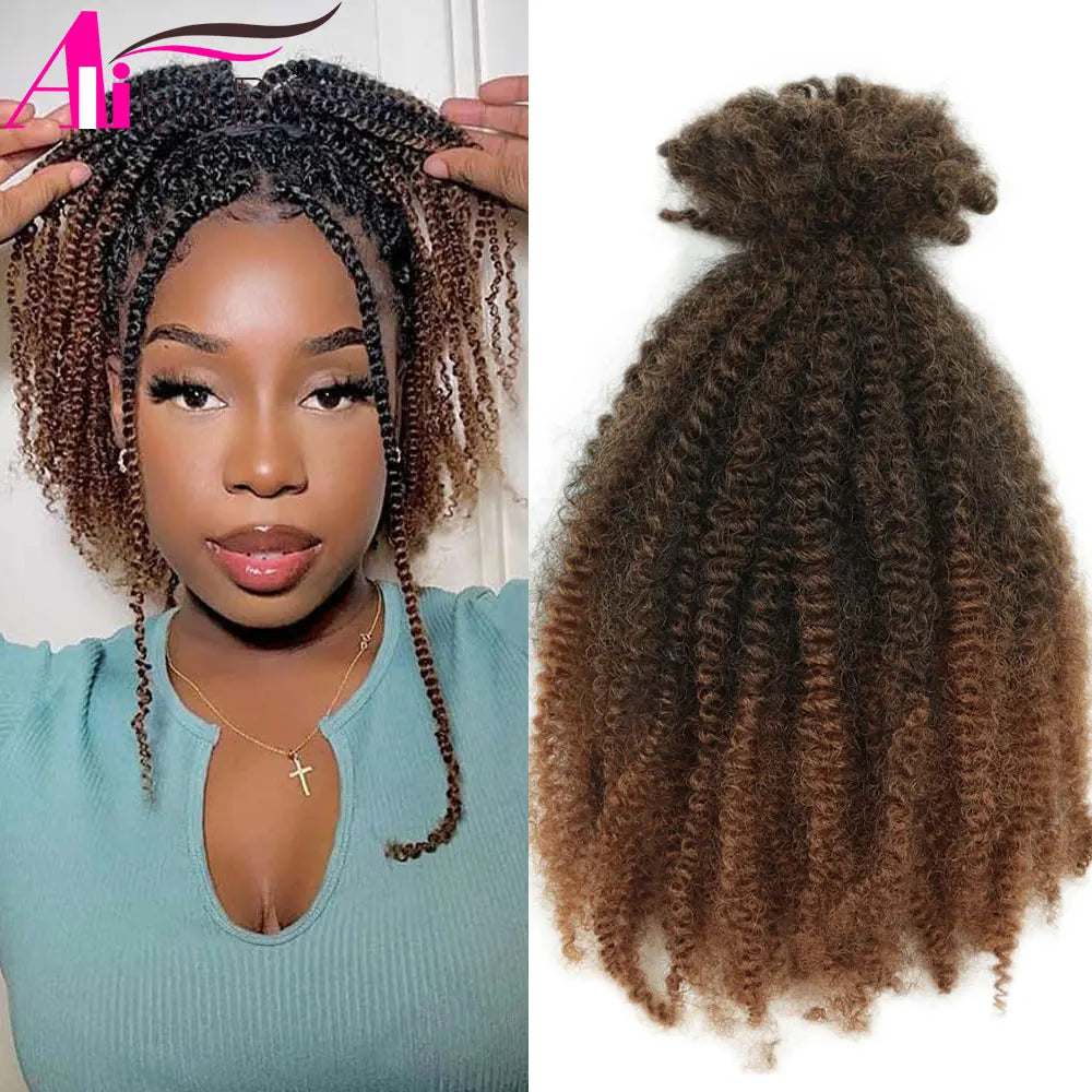 Alibaby 12Inch Synthetic Afro Kinky Twist Marley Crochet Hair Pre-Separated Spring Afro Twist Hair For Butterfly Locs Braids