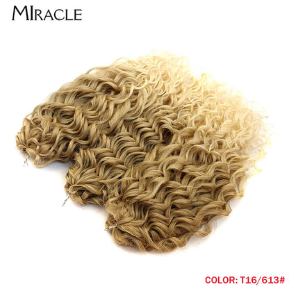 MIRACLE Afro Curly Hair Extensions 20 Inch Twist  Crochet Hair Braids Synthetic Fake Hair Deep Wave Braiding Hair for Women