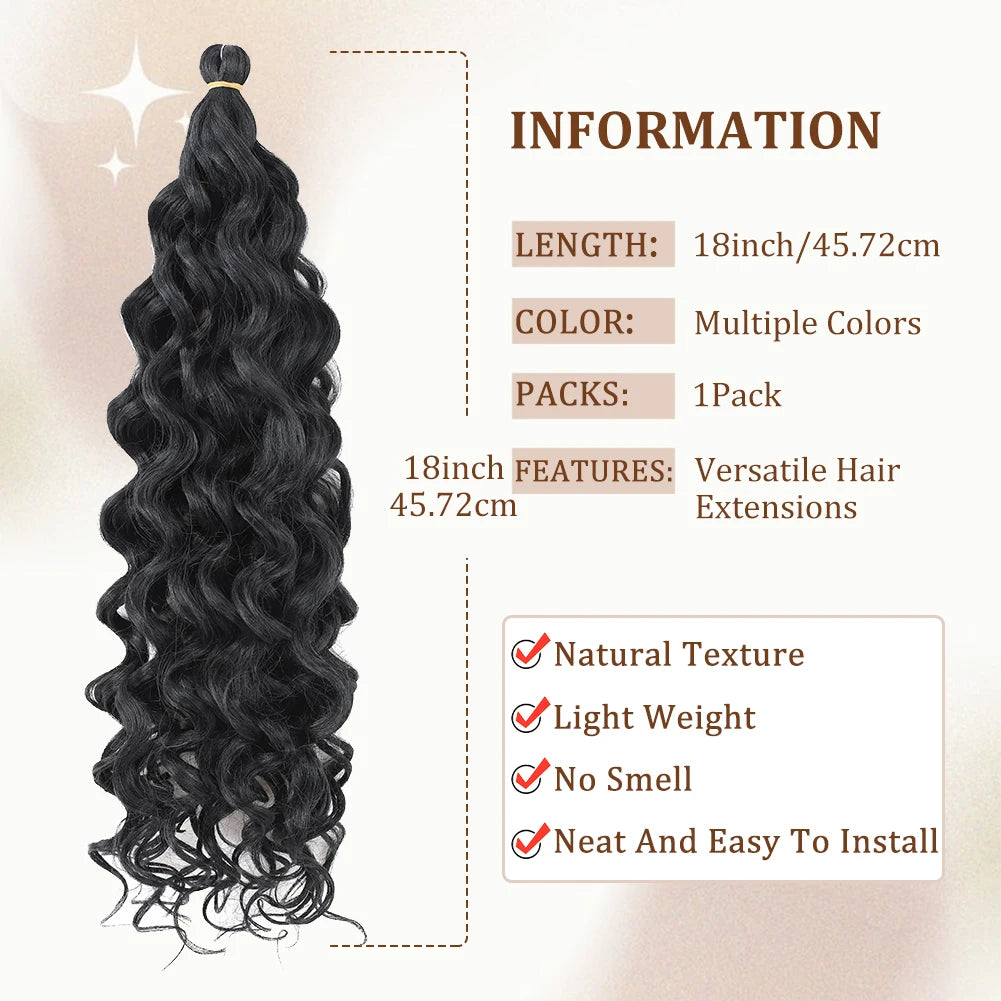 Curly Crochet Hair Extesion Synthetic Hair 18 Inch Hawaii Ocean Wave Braiding Hair Goddess Locs Boho Style Hairpiece For Women