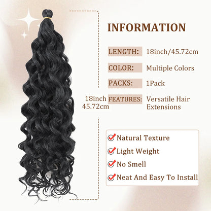 Curly Crochet Hair Extesion Synthetic Hair 18 Inch Hawaii Ocean Wave Braiding Hair Goddess Locs Boho Style Hairpiece For Women