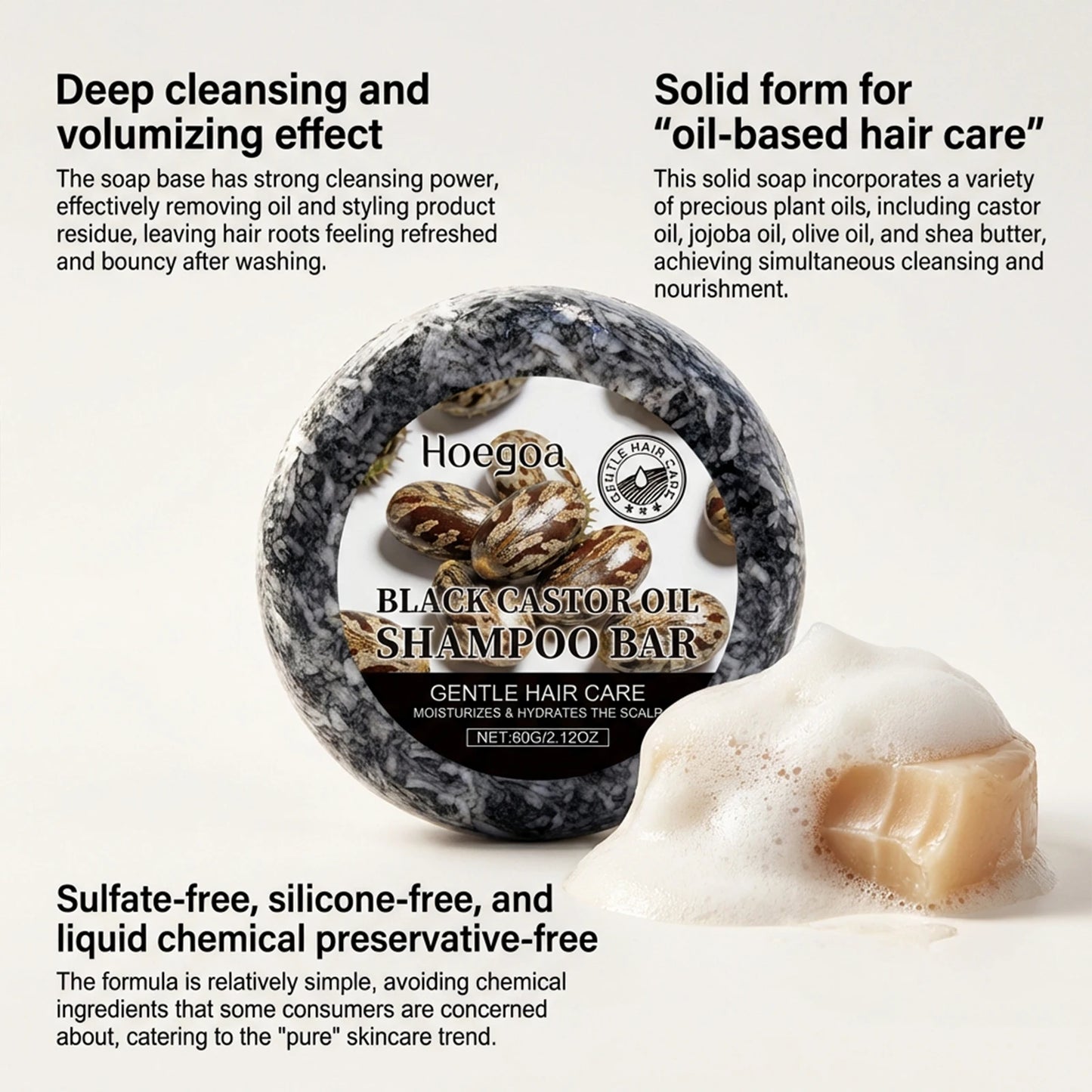 Black Castor Oil Shampoo Bar Natural Hair Care Soap With Jojoba Olive Oil Moisturizing Repair For Dry Damaged Hair Shampoo