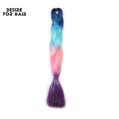 Desire for Hair 24inch Synthetic Braiding Hair Mix Tinsel Bling Bling Red Christmas Color Synthetic Hair Extensions Jumbo Braids
