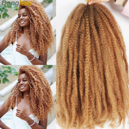 Marley Hair Faux Locs 18inch 100g Afro Kinky Crochet Hair 27 30 33 350 613 Bug 15Colors Ombre Synthetic Cuban Twist Marley Braid