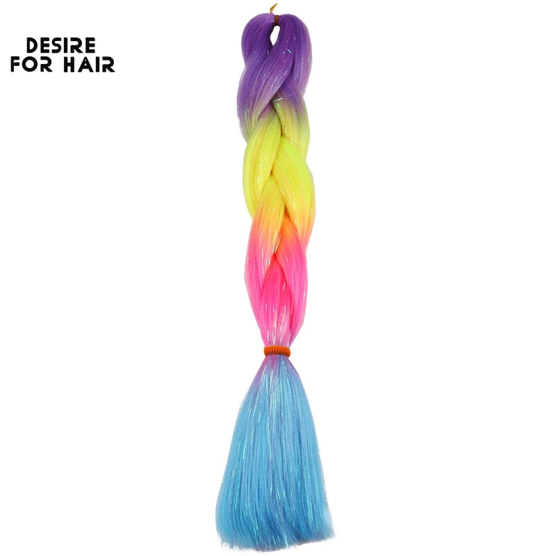 Desire for Hair 24inch Synthetic Braiding Hair Mix Tinsel Bling Bling Red Christmas Color Synthetic Hair Extensions Jumbo Braids