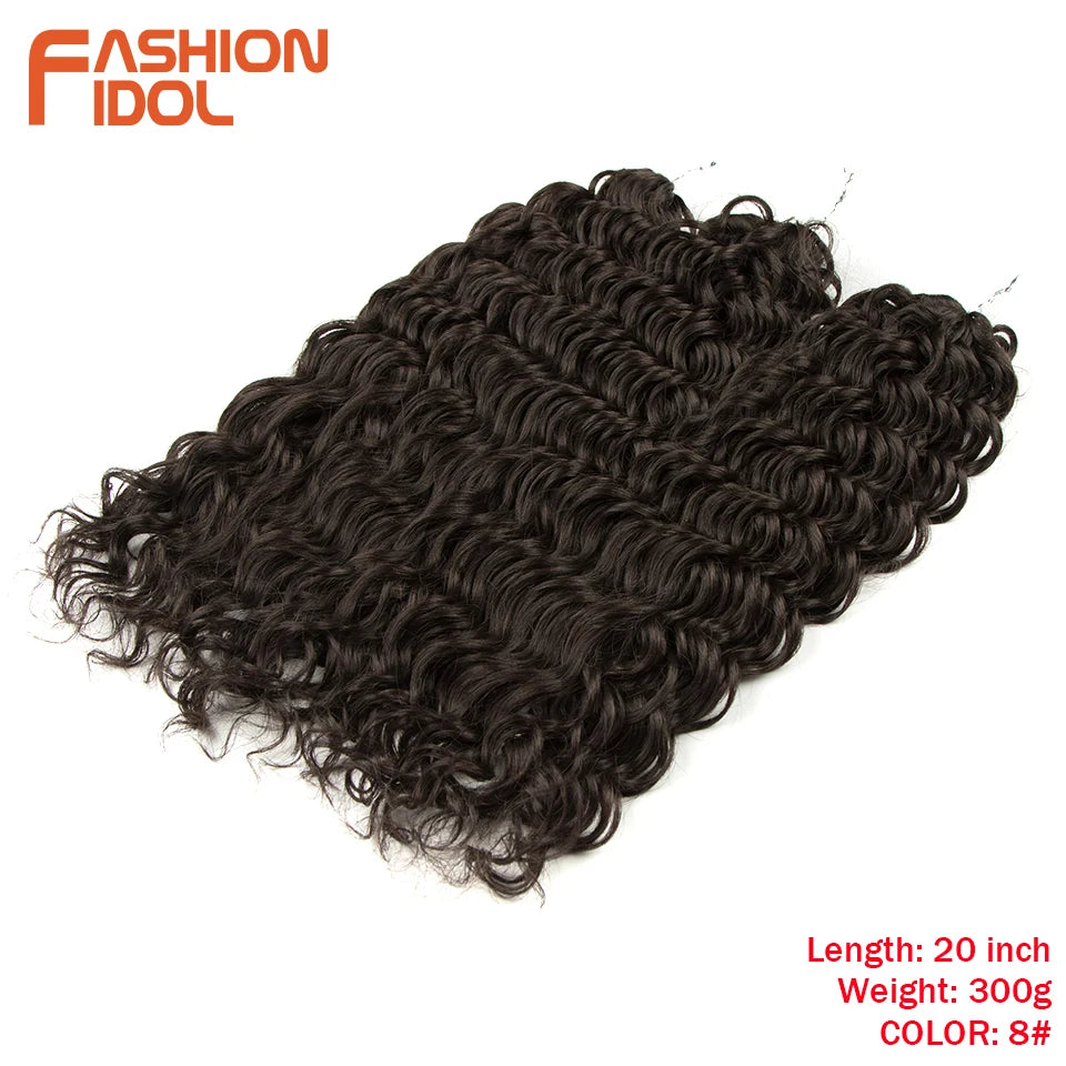 FASHION IDOL Deep Wave Twist Crochet Hair Synthetic Afro Curly Crochet Braids Ombre Orange Braiding Hair Extensions For Women