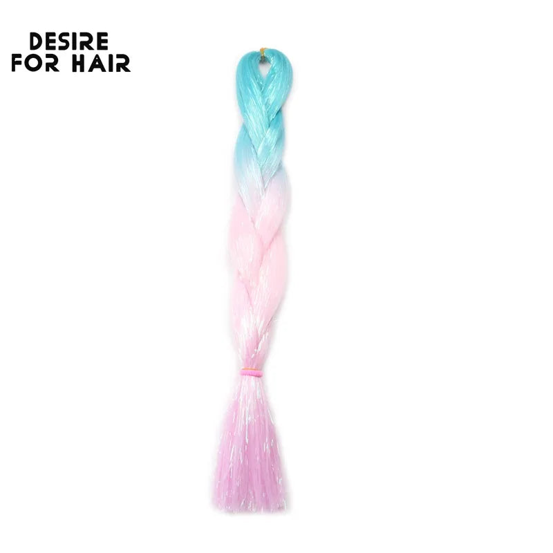 Desire for Hair 24inch Synthetic Braiding Hair Mix Tinsel Bling Bling Red Christmas Color Synthetic Hair Extensions Jumbo Braids