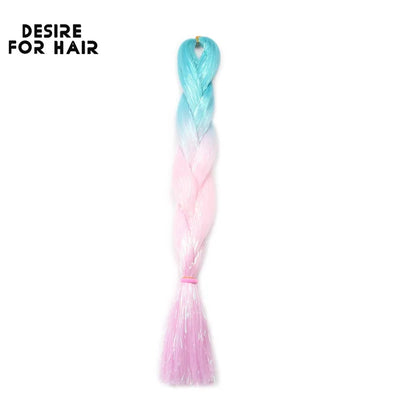 Desire for Hair 24inch Synthetic Braiding Hair Mix Tinsel Bling Bling Red Christmas Color Synthetic Hair Extensions Jumbo Braids