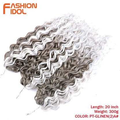 FASHION IDOL Deep Wave Twist Crochet Hair Synthetic Afro Curly Crochet Braids Ombre Orange Braiding Hair Extensions For Women