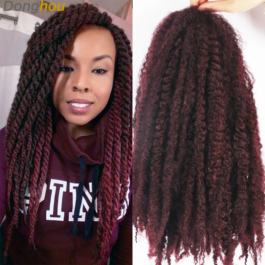 Marley Hair Faux Locs 18inch 100g Afro Kinky Crochet Hair 27 30 33 350 613 Bug 15Colors Ombre Synthetic Cuban Twist Marley Braid