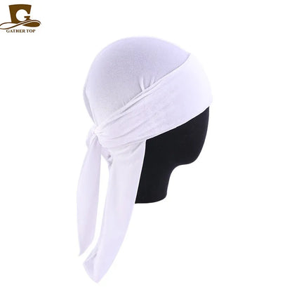 Unisex Men Women Velvet Durags Bandana Turban do doo du rag long tail Biker headwrap Headband Pirate Hat Hair Accessories