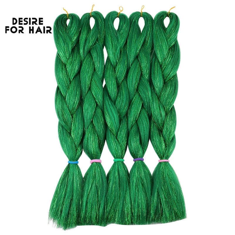 Desire for Hair 24inch Synthetic Braiding Hair Mix Tinsel Bling Bling Red Christmas Color Synthetic Hair Extensions Jumbo Braids