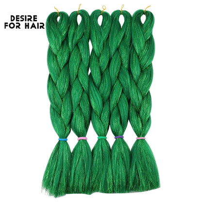 Desire for Hair 24inch Synthetic Braiding Hair Mix Tinsel Bling Bling Red Christmas Color Synthetic Hair Extensions Jumbo Braids