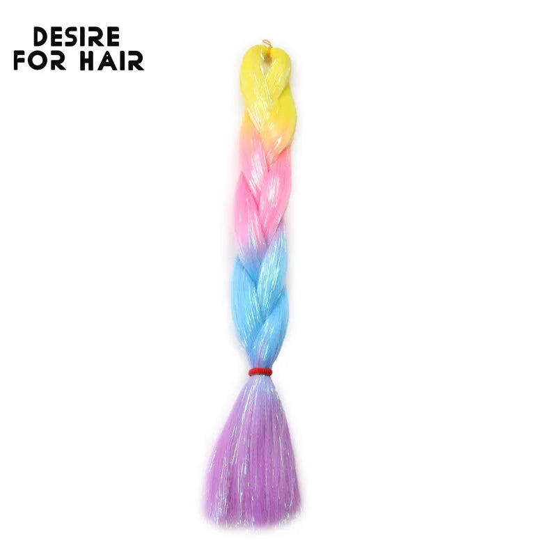 Desire for Hair 24inch Synthetic Braiding Hair Mix Tinsel Bling Bling Red Christmas Color Synthetic Hair Extensions Jumbo Braids
