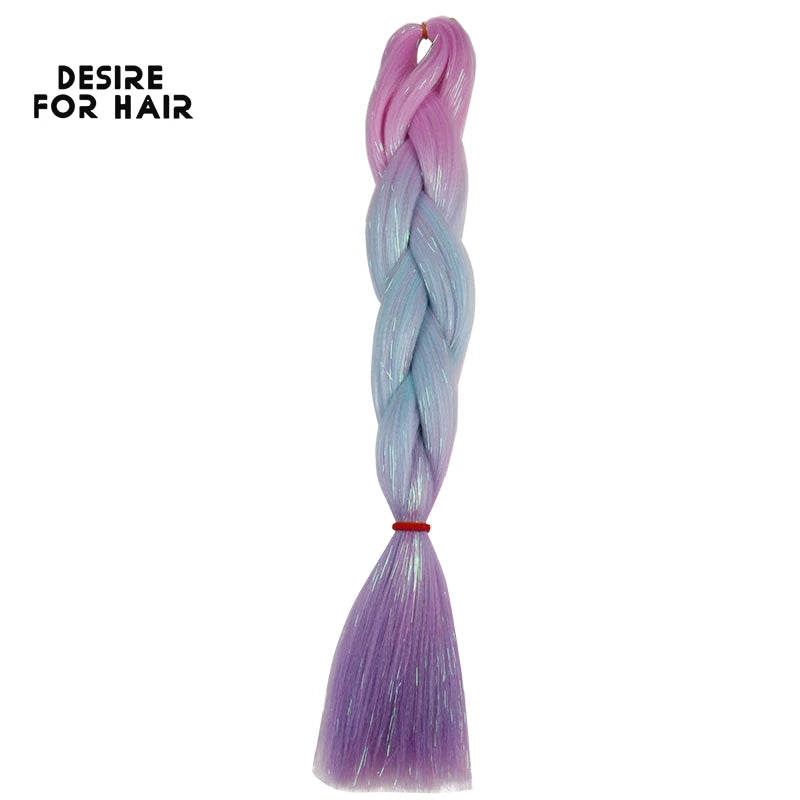 Desire for Hair 24inch Synthetic Braiding Hair Mix Tinsel Bling Bling Red Christmas Color Synthetic Hair Extensions Jumbo Braids