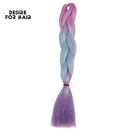 Desire for Hair 24inch Synthetic Braiding Hair Mix Tinsel Bling Bling Red Christmas Color Synthetic Hair Extensions Jumbo Braids